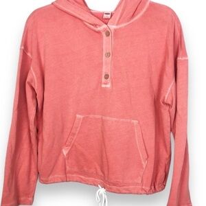OLD NAVY Coral Button Detail Hoodie Drawstring Waist Size Small New, Never Worn